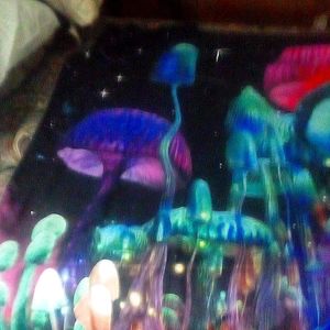 Black Light Receptive Mushroom Tapestry
